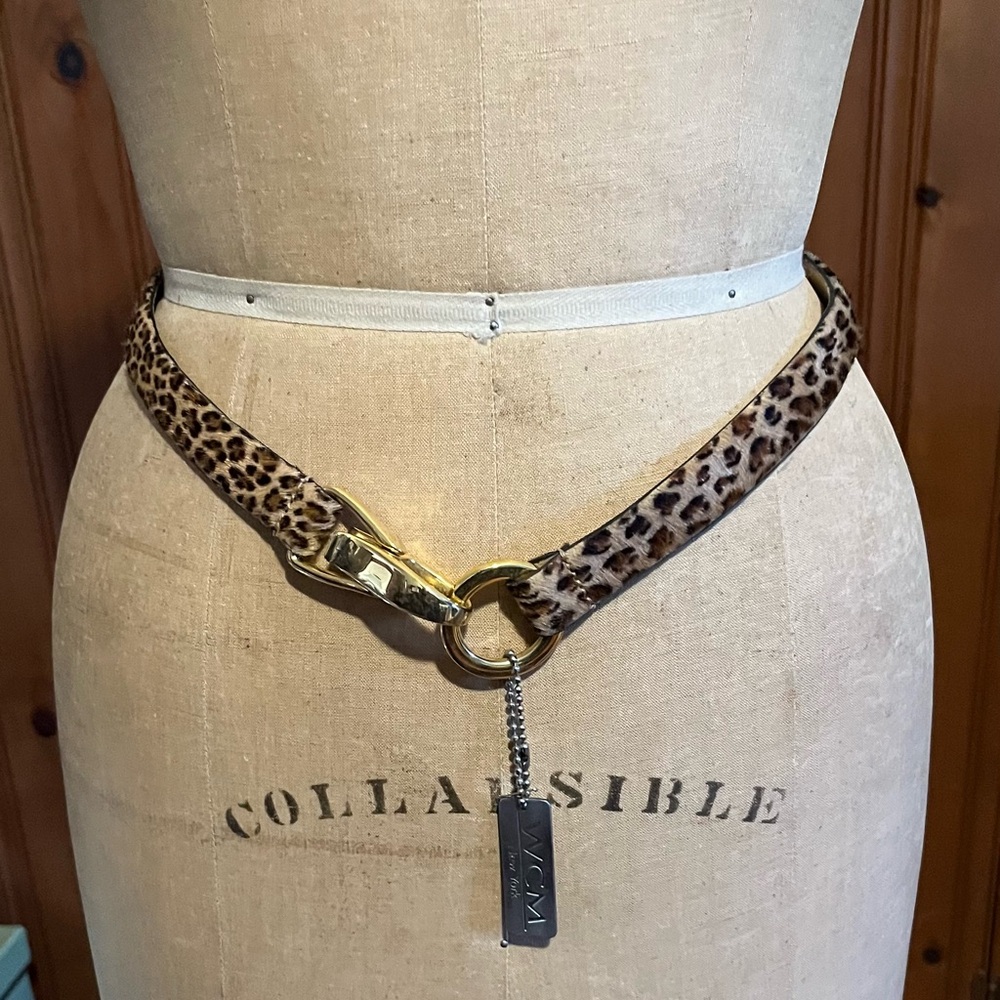 Leopard Print Belt with Gold Accents